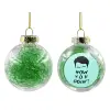 Transparent Christmas tree ball ornament with green filling 8cm