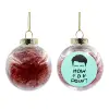 Transparent Christmas tree ball ornament with red filling 8cm