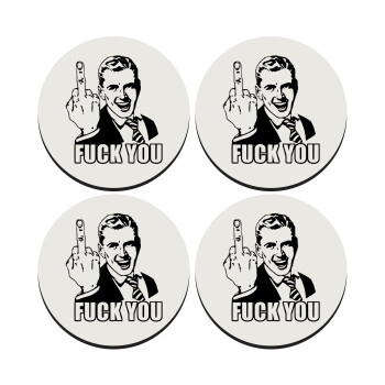 The finger, SET of 4 round wooden coasters (9cm)