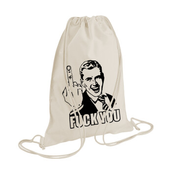 The finger, Backpack bag GYMBAG natural (28x40cm)