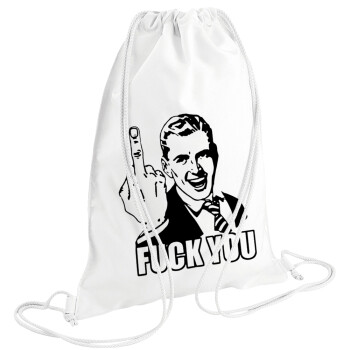 The finger, Backpack pouch GYMBAG white (28x40cm)