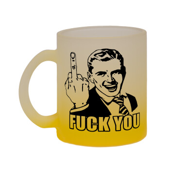 The finger, Κούπα γυάλινη δίχρωμη με βάση το κίτρινο ματ, 330ml