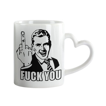 The finger, Mug heart handle, ceramic, 330ml