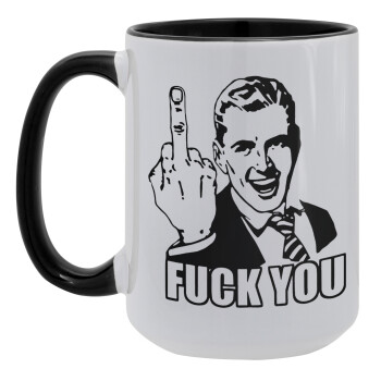 The finger, Κούπα Mega 15oz, κεραμική Μαύρη, 450ml