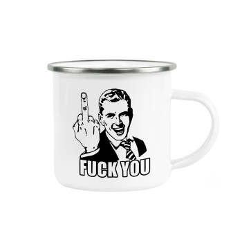 The finger, Metallic enamel cup white 360ml