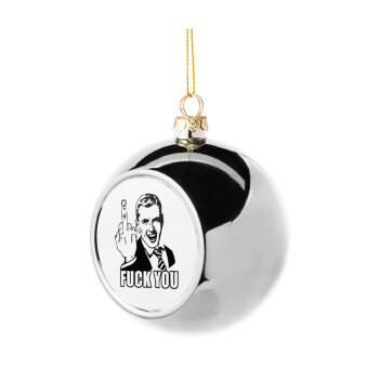 The finger, Silver 8cm Christmas tree ball ornament