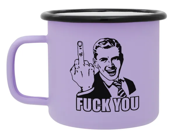 The finger — Metal enamel mug, matte light pastel purple, 360ml