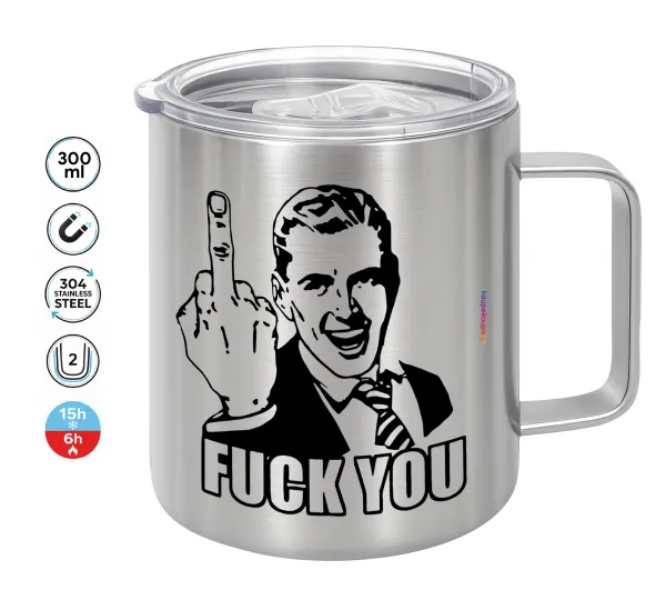 The finger — Double-walled stainless steel mug 300ml with temperature-retaining lid