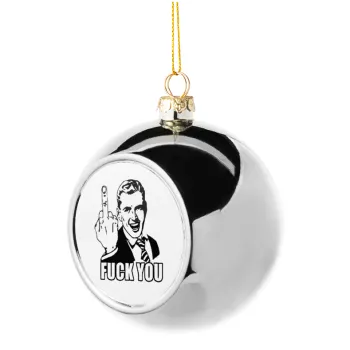 The finger, Στολίδι Χριστουγεννιάτικη μπάλα δένδρου Ασημένια 8cm