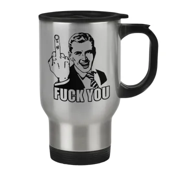 The finger, Stainless steel travel mug with lid, double wall 450ml