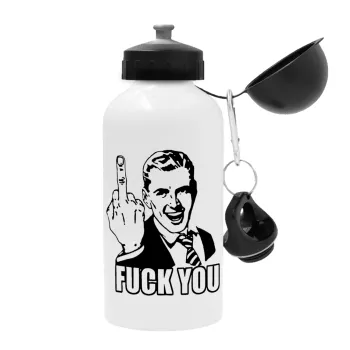 The finger, Metal water bottle, White, aluminum 500ml