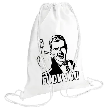 The finger, Backpack pouch GYMBAG white (28x40cm)
