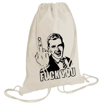 The finger, Τσάντα πλάτης πουγκί GYMBAG natural (28x40cm)