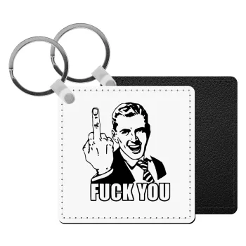 The finger, Μπρελόκ Δερματίνη, τετράγωνο ΜΑΥΡΟ (5x5cm)