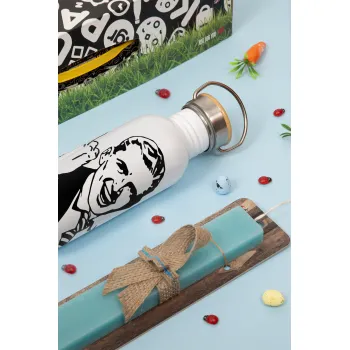 The finger, Πασχαλινή Λαμπάδα με παγούρι μεταλλικό (620ml, stainless steel) & κερί αρωματικό πλακέ (30cm) (ΤΙΡΚΟΥΑΖ)