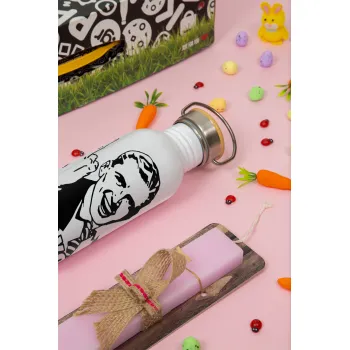 The finger, Πασχαλινή Λαμπάδα με παγούρι μεταλλικό (620ml, stainless steel) & κερί αρωματικό πλακέ (30cm) (ΡΟΖ)