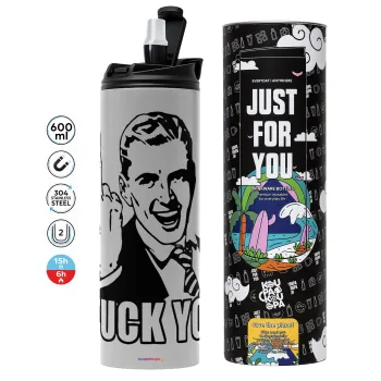 The finger, Tumbler ποτήρι θερμό ΓΚΡΙ από ανοξείδωτο ατσάλι 600ml