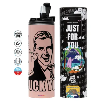 The finger, Tumbler ποτήρι θερμό ΡΟΖ από ανοξείδωτο ατσάλι 600ml