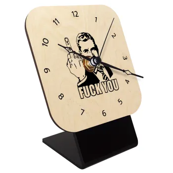 The finger, Quartz Table clock in natural wood (10cm)