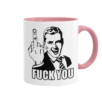 The finger, Κούπα χρωματιστή ροζ, κεραμική, 330ml