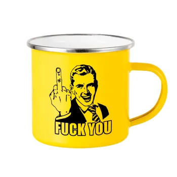 The finger, Yellow Enamel Metallic Cup 360ml