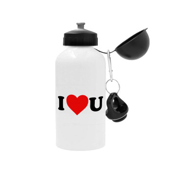 I ❤️ U, Metal water bottle, White, aluminum 500ml