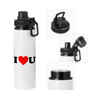 I ❤️ U, Metal water bottle with safety cap, aluminum 850ml