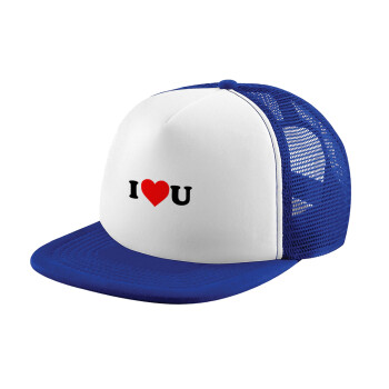 I ❤️ U, Καπέλο Soft Trucker με Δίχτυ Blue/White 