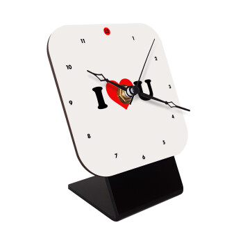 I ❤️ U, Επιτραπέζιο ρολόι ξύλινο με δείκτες (10cm)
