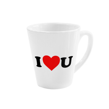 I ❤️ U, Κούπα κωνική Latte Λευκή, κεραμική, 300ml