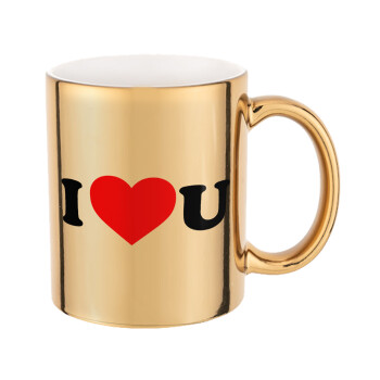I ❤️ U, Mug ceramic, gold mirror, 330ml