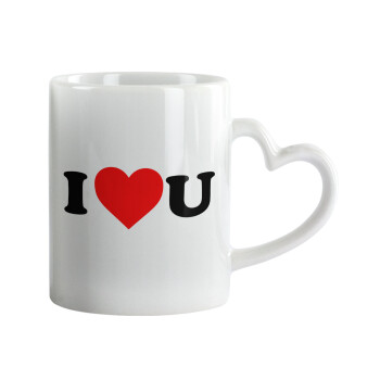 I ❤️ U, Mug heart handle, ceramic, 330ml