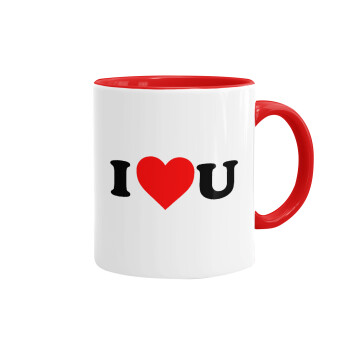 I ❤️ U, Mug colored red, ceramic, 330ml