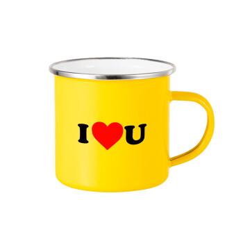 I ❤️ U, Yellow Enamel Metallic Cup 360ml