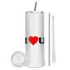 Tumbler stainless steel 600ml, with metal straw & cleaning brush