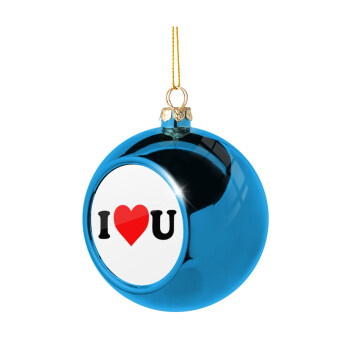 I ❤️ U, Blue Christmas tree ball ornament 8cm