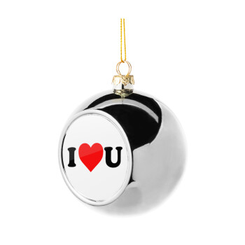 I ❤️ U, Silver 8cm Christmas tree ball ornament