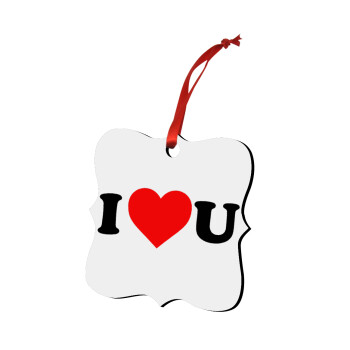 I ❤️ U, Christmas ornament polygon wooden 7.5cm