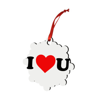 I ❤️ U, Christmas ornament snowflake wooden 7.5cm