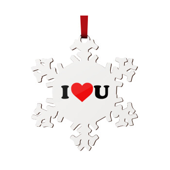 I ❤️ U, Christmas ornament wooden snowflake 9cm