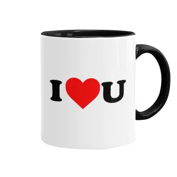 I ❤️ U, Mug colored black, ceramic, 330ml