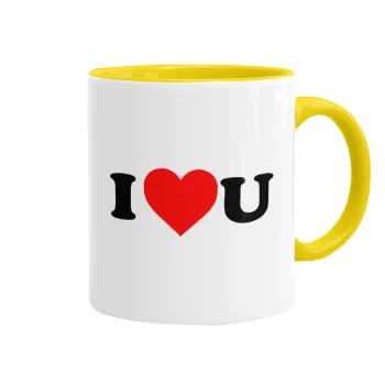 I ❤️ U, Mug colored yellow, ceramic, 330ml