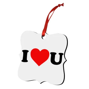 I ❤️ U, Στολίδι Χριστουγεννιάτικο στολίδι polygon ξύλινο 7.5cm