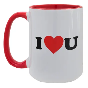 I ❤️ U, Κούπα Mega 15oz, κεραμική Κόκκινη, 450ml