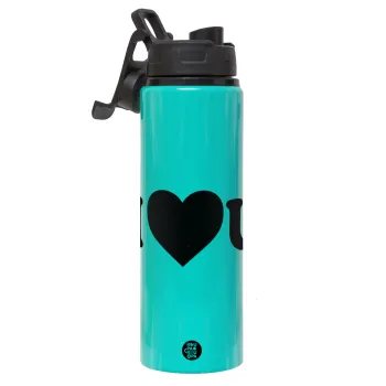 I ❤️ U, Μεταλλικό παγούρι νερού με καπάκι ασφαλείας, αλουμινίου 850ml