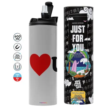I ❤️ U, Tumbler stainless steel GREY 600ml