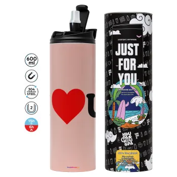 I ❤️ U, Tumbler stainless steel PINK 600ml