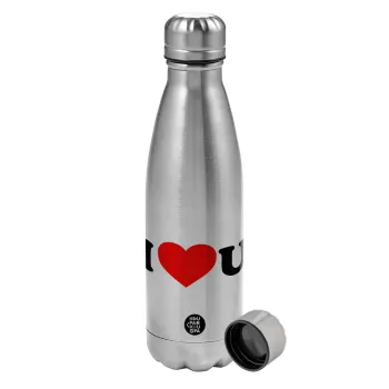 I ❤️ U, Metallic water bottle, stainless steel, 750ml