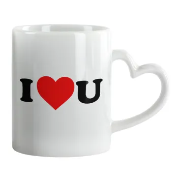 I ❤️ U, Mug heart handle, ceramic, 330ml
