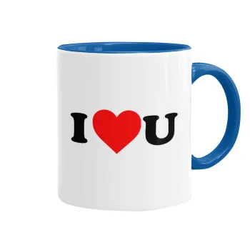I ❤️ U, Mug colored blue, ceramic, 330ml